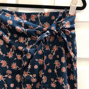 Blue and Pink Midi Wrap Pencil Skirt with Tie Front for Casual Wear